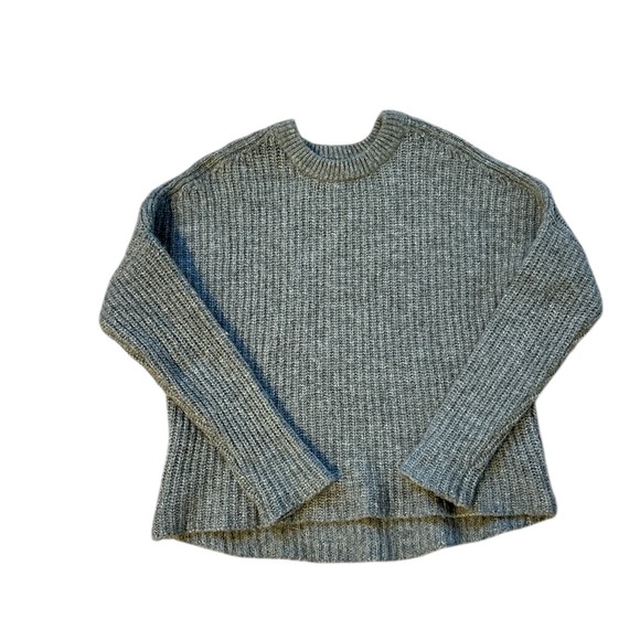 ZARA Gray Wool Cable Knit Sweater Oversized Sz‎ M Cabincore Cozy Minimalist - Picture 2 of 5